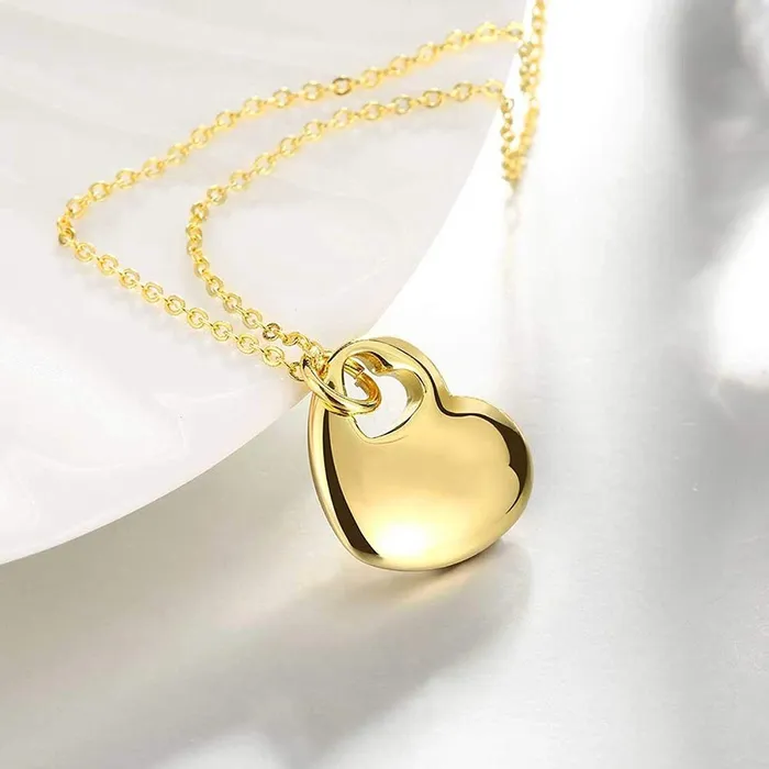 Yellow Chimes Necklaces Yellow Chimes Heart Charm Golden Necklace for Women and Girls