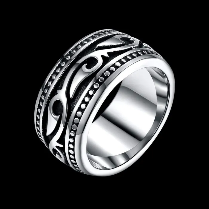 Yellow Chimes Necklaces Yellow Chimes Heavy Band Silver Oxidized FingerThumb Stainless Steel Ring for Men and Boys