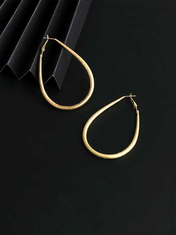 Yellow Chimes Necklaces Yellow Chimes Hoop Earrings for Women Fashion Golden Hoops Earrings Gold Plated Oval Shaped Hoop Earrings for Girls Birthday Gift for Girls Women Anniversary Gift for Wife