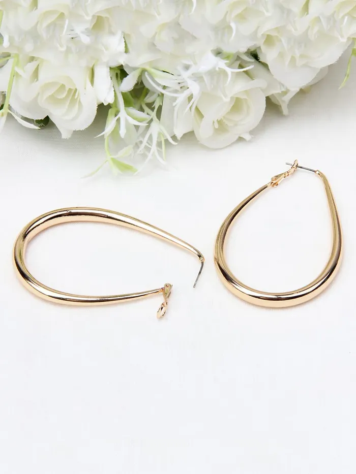 Yellow Chimes Necklaces Yellow Chimes Hoop Earrings for Women Fashion Golden Hoops Earrings Gold Plated Oval Shaped Hoop Earrings for Girls Birthday Gift for Girls Women Anniversary Gift for Wife
