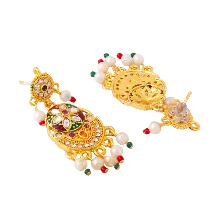 Yellow Chimes Necklaces Yellow Chimes Jewellery Set for Women and Girls Beads Necklace Set Gold Plated peacock Designed Beads Beaded Necklace Set Birthday Gift for girls and women Anniversary Gift for Wife