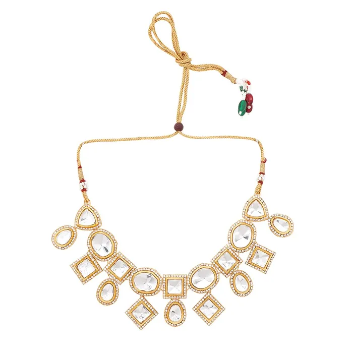 Yellow Chimes Necklaces Yellow Chimes Jewellery Set for Women and Girls Kundan Necklace Set Gold Plated Kundan Choker Necklace Set Birthday Gift for girls and women Anniversary Gift for Wife