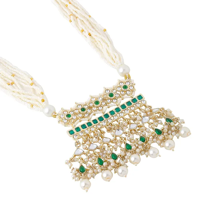 Yellow Chimes Necklaces Yellow Chimes Jewellery Set for Women and Girls Traditional Kundan Necklaces Set Gold Plated Moti Beads Beaded Kundan Set Birthday Gift for girls and women Anniversary Gift for Wife