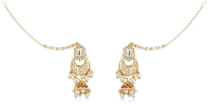 Yellow Chimes Necklaces Yellow Chimes Kundan Indian Traditional White Pearl Multilayer Dulhan Bridal Necklace set Necklace Jewellery Set For Women Girls White Gold