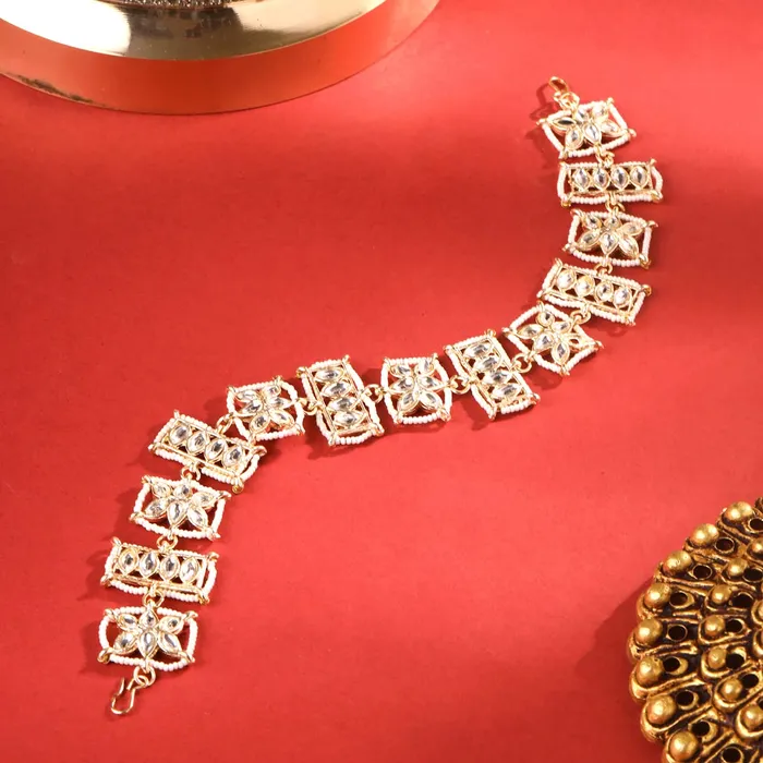 Yellow Chimes Necklaces Yellow Chimes Matha Patti for Women and Girls Matha Patti for Wedding Gold Plated Kundan Head jewellery for women Birthday Gift for girls and women Anniversary Gift for Wife