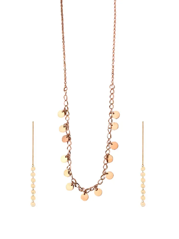 Yellow Chimes Necklaces Yellow Chimes Necklace Set for Women Rose Gold Necklace Set Stainless Steel Coin Chain Necklace With Threader Earrings for Women and Girls Yellow Chimes Necklaces Yellow Chimes Necklace Set for Women Rose Gold Necklace Set Stainless Steel Coin Chain Necklace With Threader Earrings for Women and Girls