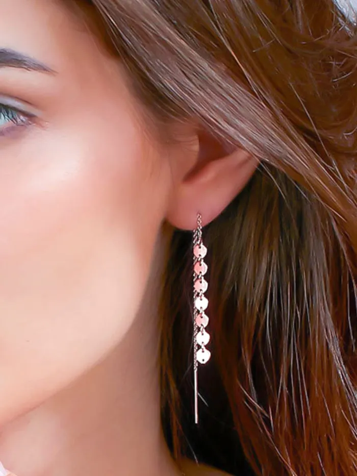 Yellow Chimes Necklaces Yellow Chimes Necklace Set for Women Rose Gold Necklace Set Stainless Steel Coin Chain Necklace With Threader Earrings for Women and Girls