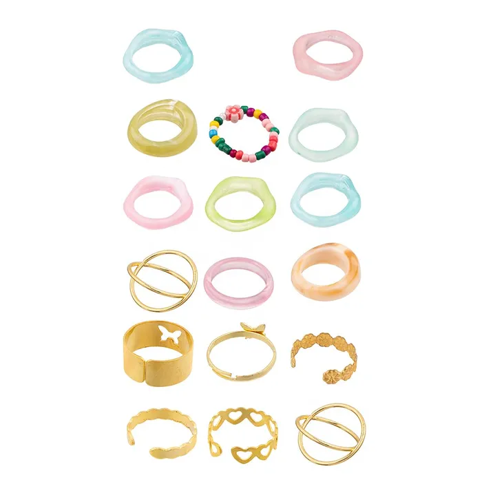 Yellow Chimes Necklaces Yellow Chimes Pack of 12 Aesthetic Stack Knuckle Rings Set Multicolor Size 8 Birthday Gift