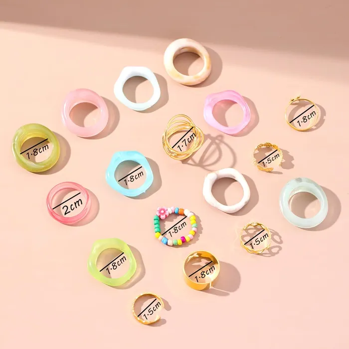 Yellow Chimes Necklaces Yellow Chimes Pack of 12 Aesthetic Stack Knuckle Rings Set Multicolor Size 8 Birthday Gift