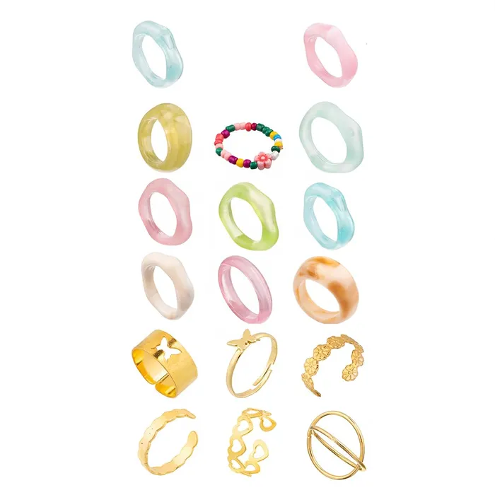 Yellow Chimes Necklaces Yellow Chimes Pack of 12 Aesthetic Stack Knuckle Rings Set Multicolor Size 8 Birthday Gift