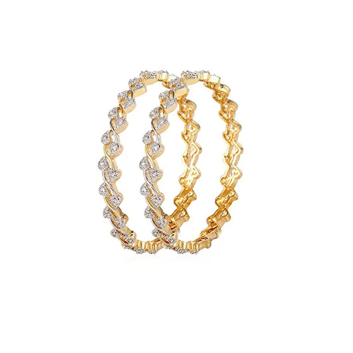 Yellow Chimes Necklaces Yellow Chimes Pair of 2 Pcs Exclusive Bestselling Floral American AAA Crystal Traditional Bangles for Women Yellow Chimes Necklaces Yellow Chimes Pair of 2 Pcs Exclusive Bestselling Floral American AAA Crystal Traditional Bangles for Women