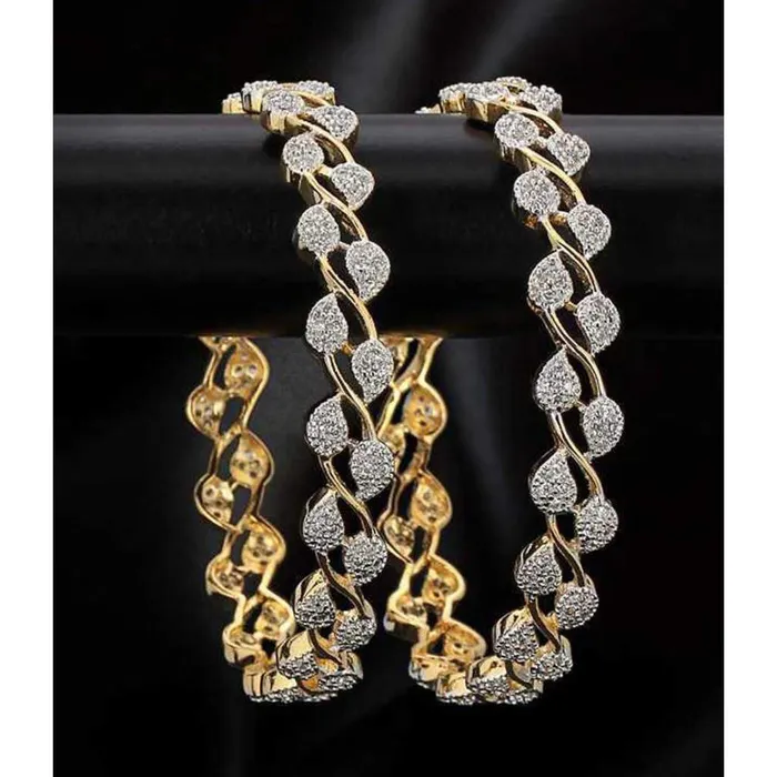 Yellow Chimes Necklaces Yellow Chimes Pair of 2 Pcs Exclusive Bestselling Floral American AAA Crystal Traditional Bangles for Women