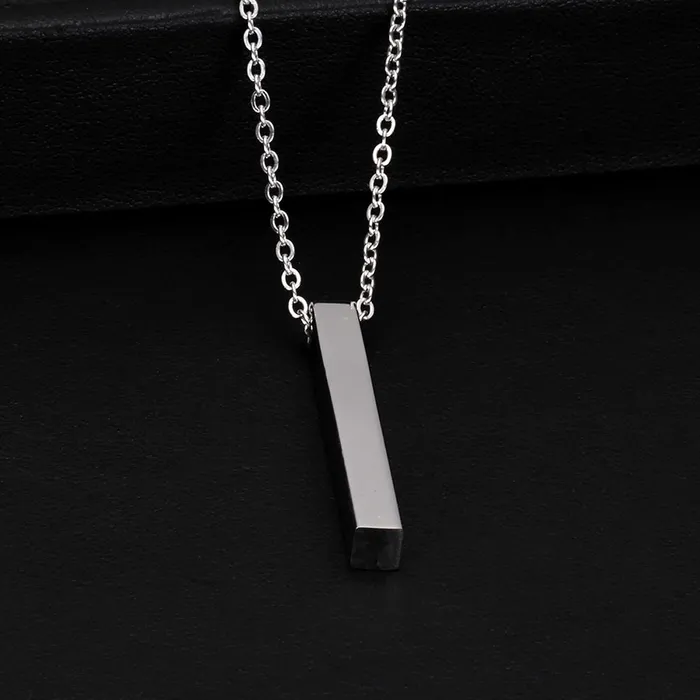 Yellow Chimes Necklaces Yellow Chimes Pendant for Men and Boys Silver Black Bar Pendants For Men Silver Black Bar Shape Pendants with Chian for Men Birthday Gift for Men and Boys Anniversary Gift for Husband