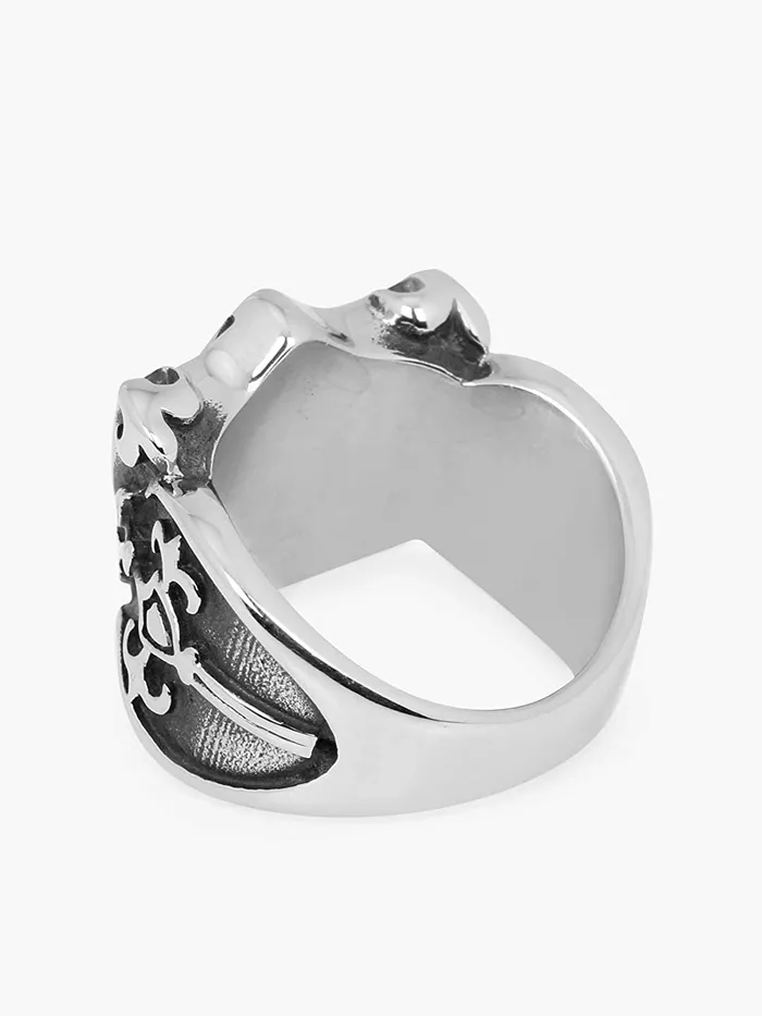 Yellow Chimes Necklaces Yellow Chimes Rings for Men Silver Oxidised Cross Sign Stainless Steel Band Designed Rings for Men and Boys