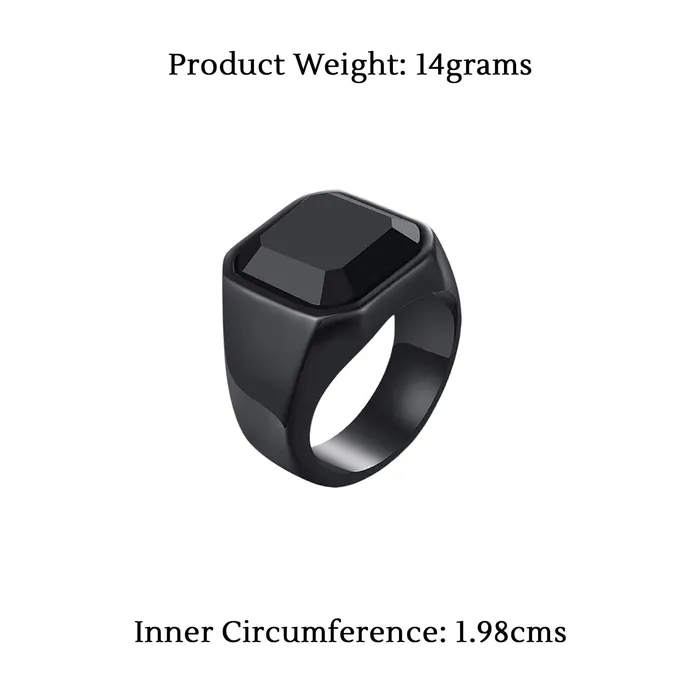 Yellow Chimes Necklaces Yellow Chimes Rings for Men Stainless Steel Black Ring Square Shaped Crystal Black Steel Ring for Men and Boys