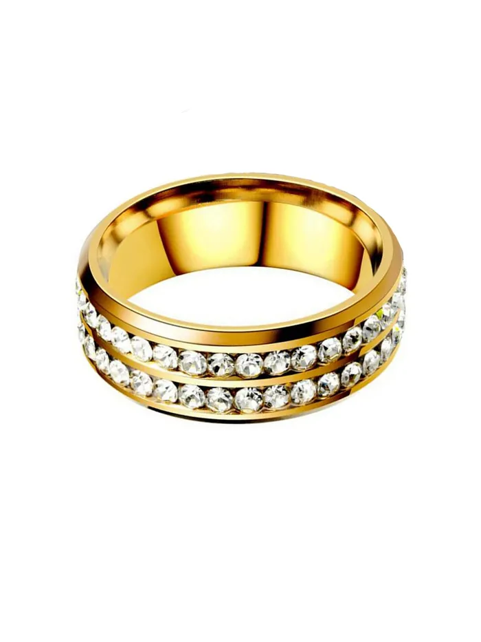 Yellow Chimes Necklaces Yellow Chimes Rings for Mens and Boys Crystal Ring Gold Plated Crystal Studded Finger Ring for Men Birthday Gift For Boys and mens Anniversary Gift for Husband
