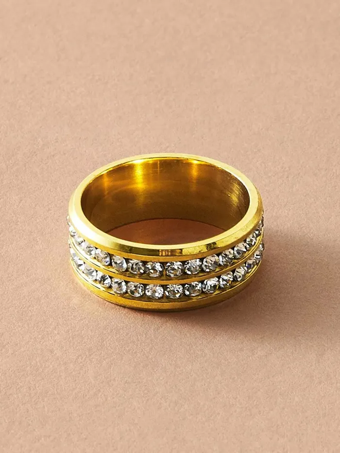 Yellow Chimes Necklaces Yellow Chimes Rings for Mens and Boys Crystal Ring Gold Plated Crystal Studded Finger Ring for Men Birthday Gift For Boys and mens Anniversary Gift for Husband