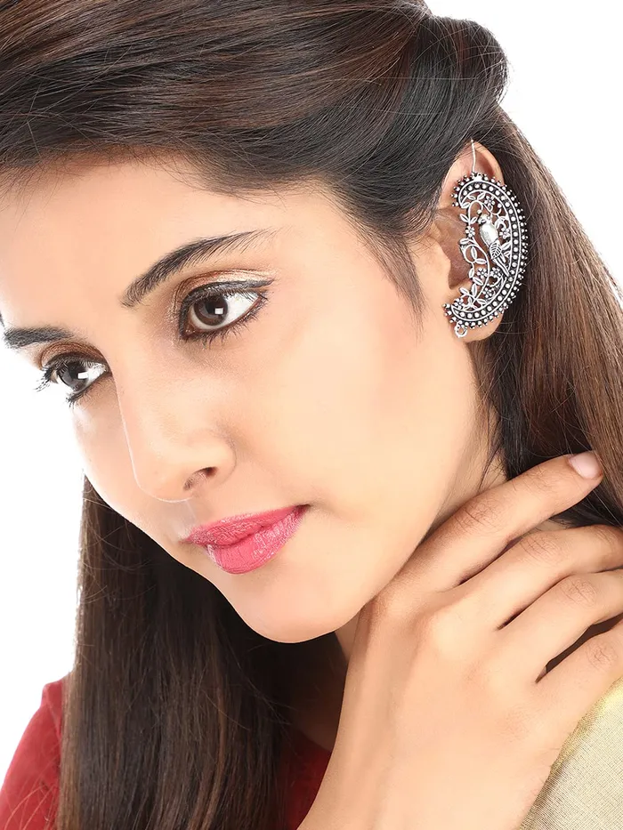 Yellow Chimes Oxidised Earrings for Women Oxidized Silver Combo of 2 Pairs Chandbali Traditional Jhumka Earrings for Women and Girls Yellow Chimes Bracelets