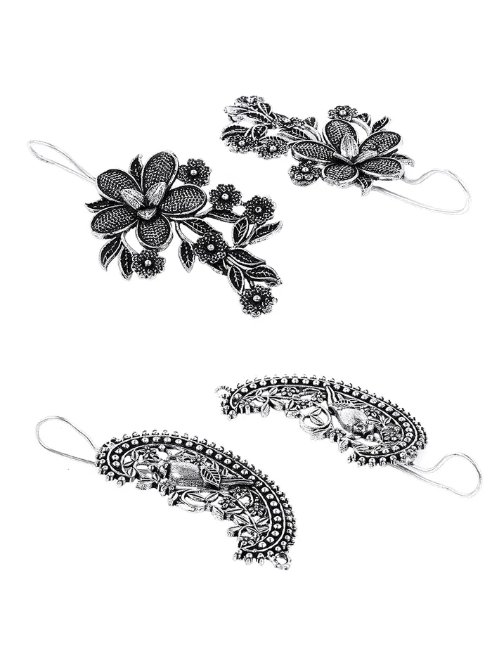 Yellow Chimes Oxidised Earrings for Women Oxidized Silver Combo of 2 Pairs Chandbali Traditional Jhumka Earrings for Women and Girls Yellow Chimes Bracelets
