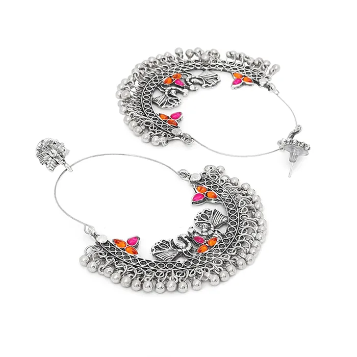 Yellow Chimes Oxidised Earrings for Women Silver Oxidised Peacock Chand Bali Earrings for Women and Girls Yellow Chimes Bracelets