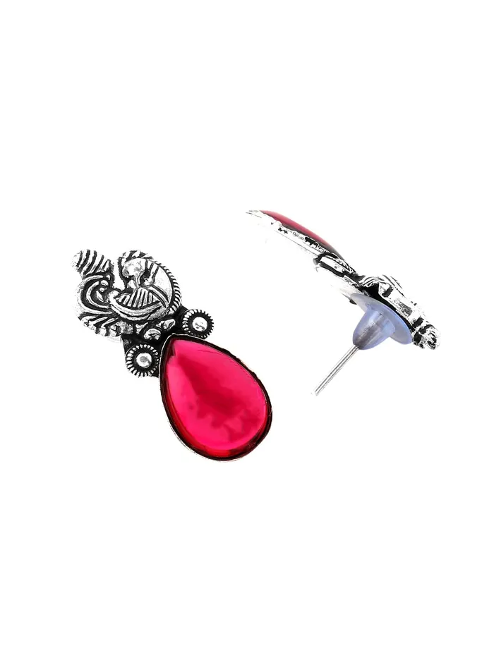 Yellow Chimes Oxidised Jewellery Set for Women Authentic Kolhapuri Work Handmade Silver Peacock Pink Kundan Choker Necklace Sets for Women and Girls Yellow Chimes Necklaces