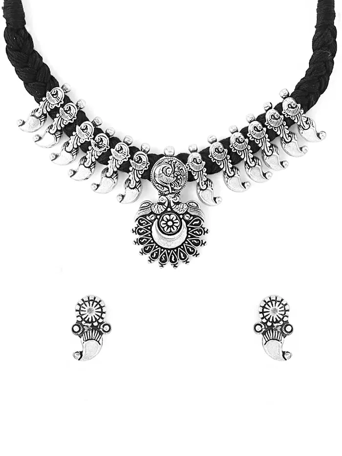 Yellow Chimes Oxidised Necklace Set Silver Kolhapuri Necklace Traditional Necklace Set For Women Girls Yellow Chimes Necklaces Yellow Chimes Oxidised Necklace Set Silver Kolhapuri Necklace Traditional Necklace Set For Women Girls Yellow Chimes Necklaces