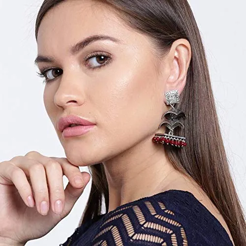 Yellow Chimes Oxidized Silver Traditional Danglers Earrings For Women Girls Yellow Chimes Bracelets
