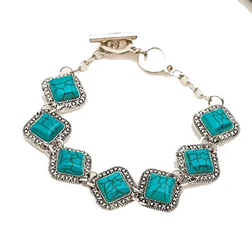 Yellow Chimes Oxidized Silver Turquoise Square Links Blue Bracelet for Girls and Women Yellow Chimes Rings Yellow Chimes Oxidized Silver Turquoise Square Links Blue Bracelet for Girls and Women Yellow Chimes Rings