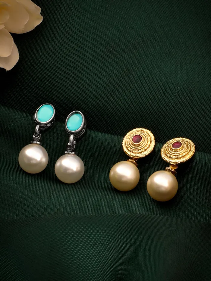 Yellow Chimes Pearl Drop Earrings For Women Fashion Women Earrings Combo of 2 Pairs Pearls Earrings For Girls Eternal Elegance Birthday Gift for Girls Anniversary Gift for Women Yellow Chimes Earrings
