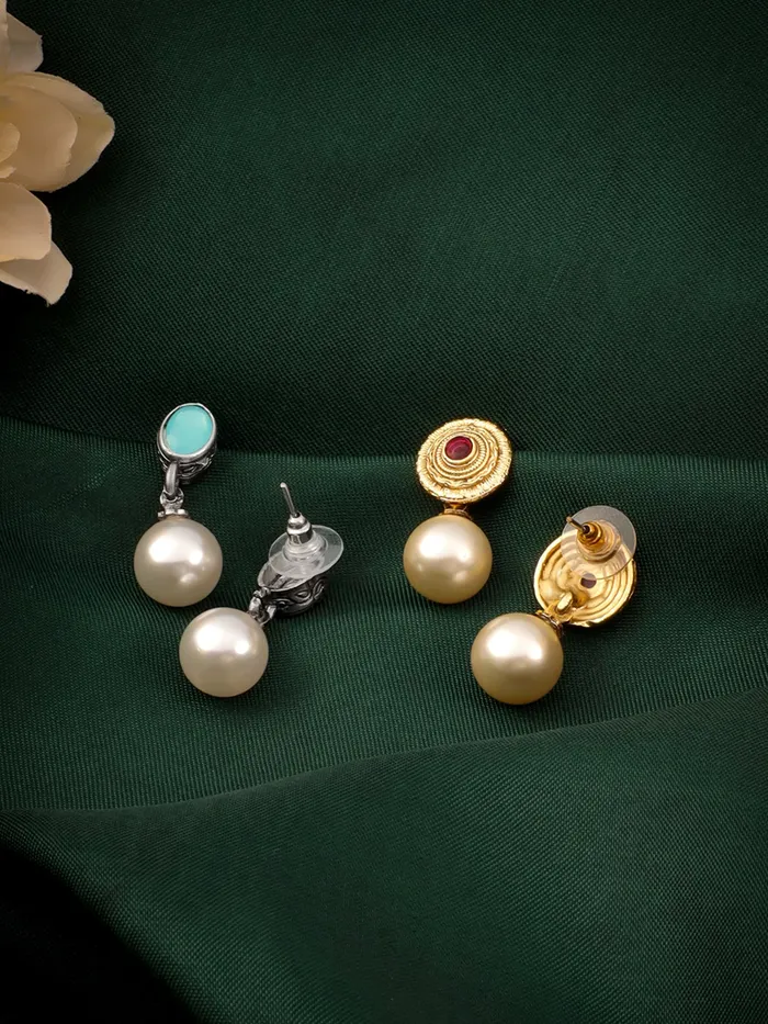 Yellow Chimes Pearl Drop Earrings For Women Fashion Women Earrings Combo of 2 Pairs Pearls Earrings For Girls Eternal Elegance Birthday Gift for Girls Anniversary Gift for Women Yellow Chimes Earrings