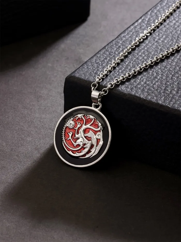 Yellow Chimes Pendant for Men Red Men Pendant Dragons on The Wall Game of Thrones 100 Stainless Steel Pendant for Boys and Men Yellow Chimes Earrings