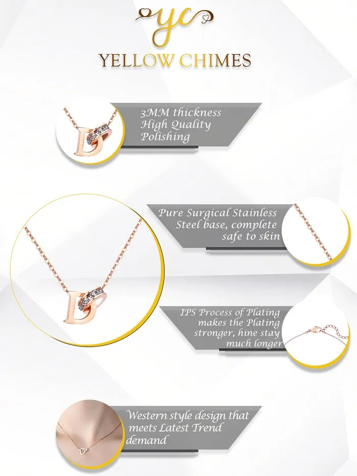 Yellow Chimes Pendant for Women Pendant With Rose Gold Plated Stainless Steel Chain Pendant Necklace for Women and Girls NK 4 Yellow Chimes Earrings