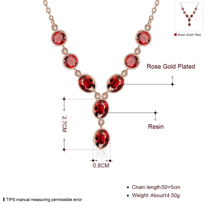 YELLOW CHIMES Red Royal Genre Austrian Crystal 18K Rose Gold Plated Necklace for Women and Girls Yellow Chimes Earrings