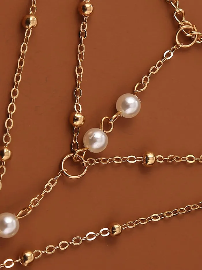 Yellow Chimes Ring Bracelet for Women and Girls Bracelet With Ring for Girls Gold Toned Pearl Ring Bracelet Birthday Gift For girls and women Anniversary Gift for Wife Yellow Chimes Necklaces