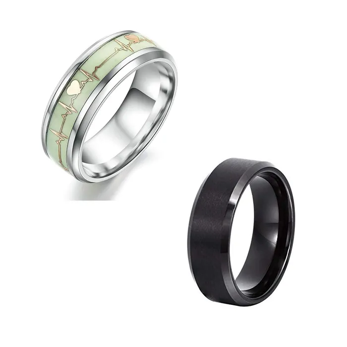 Yellow Chimes Rings for Men 2 pcs of Combo Stainless Steel Heartbeat and Smooth Finished band Designed Rings for Men and Boys Yellow Chimes Necklaces Yellow Chimes Rings for Men 2 pcs of Combo Stainless Steel Heartbeat and Smooth Finished band Designed Rings for Men and Boys Yellow Chimes Necklaces
