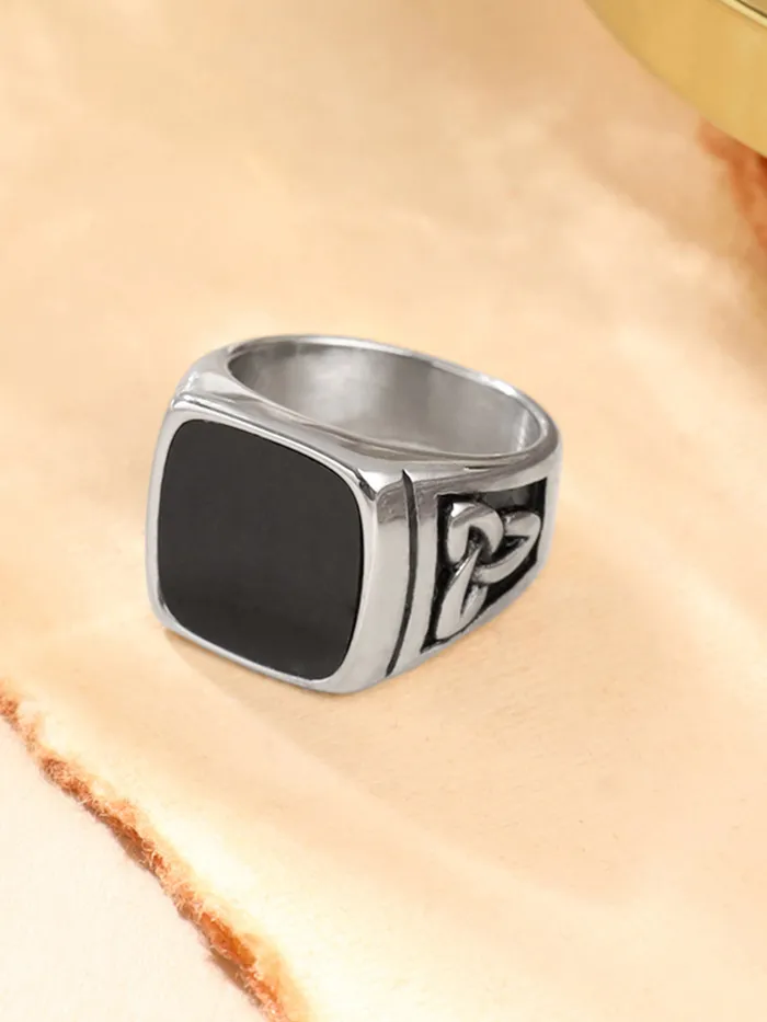 Yellow Chimes Rings for Men and Boys Silver Ring for Men Square Shaped Mens Ring Stainless Steel Rings for Men Accessories Jewellery for Men Birthday and Anniversary Gift Yellow Chimes Earrings