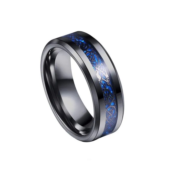 Yellow Chimes Rings For Men Pack of 1 Stainless Steel Men Ring Dragon Celtic design Blue and Black dual toned Finger Ring for Boys Ideal Gift For Men and Boys Yellow Chimes Rings
