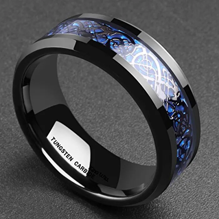 Yellow Chimes Rings For Men Pack of 1 Stainless Steel Men Ring Dragon Celtic design Blue and Black dual toned Finger Ring for Boys Ideal Gift For Men and Boys Yellow Chimes Rings