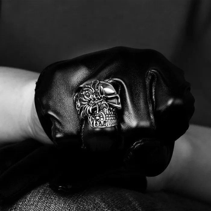Yellow Chimes Rings for Men Silver Oxidised Style Mark Mens Collection Mens Stainless Steel Metal Bikers Ring for Men and Boys 8 Yellow Chimes Earrings