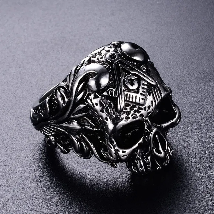 Yellow Chimes Rings for Men Stainless Steel Silver Black Skull Design Band Ring for Men and Boys Yellow Chimes Rings