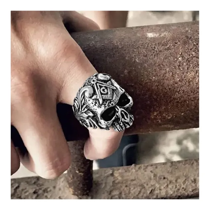 Yellow Chimes Rings for Men Stainless Steel Silver Black Skull Design Band Ring for Men and Boys Yellow Chimes Rings