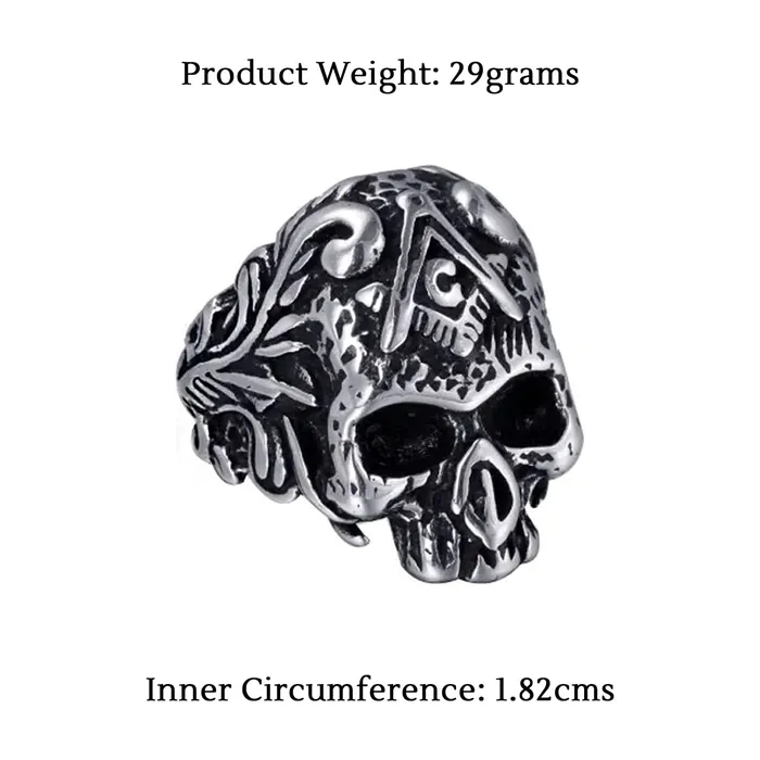 Yellow Chimes Rings for Men Stainless Steel Silver Black Skull Design Band Ring for Men and Boys Yellow Chimes Rings