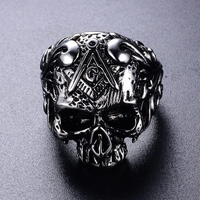 Yellow Chimes Rings for Men Stainless Steel Silver Black Skull Design Band Ring for Men and Boys Yellow Chimes Rings