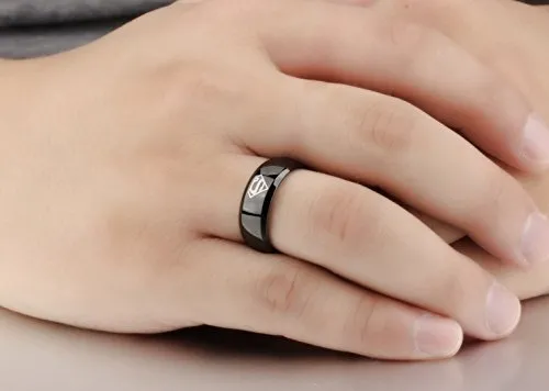 Yellow Chimes Rings for Women and Girls Black Ring for Women Superman Band Women Ring Stainless Steel Rings for Girls Birthday Gift for Women and Girls Anniversary Gift for Wife Yellow Chimes Earrings