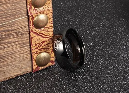 Yellow Chimes Rings for Women and Girls Black Ring for Women Superman Band Women Ring Stainless Steel Rings for Girls Birthday Gift for Women and Girls Anniversary Gift for Wife Yellow Chimes Earrings