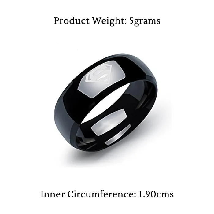 Yellow Chimes Rings for Women and Girls Black Ring for Women Superman Band Women Ring Stainless Steel Rings for Girls Birthday Gift for Women and Girls Anniversary Gift for Wife Yellow Chimes Earrings