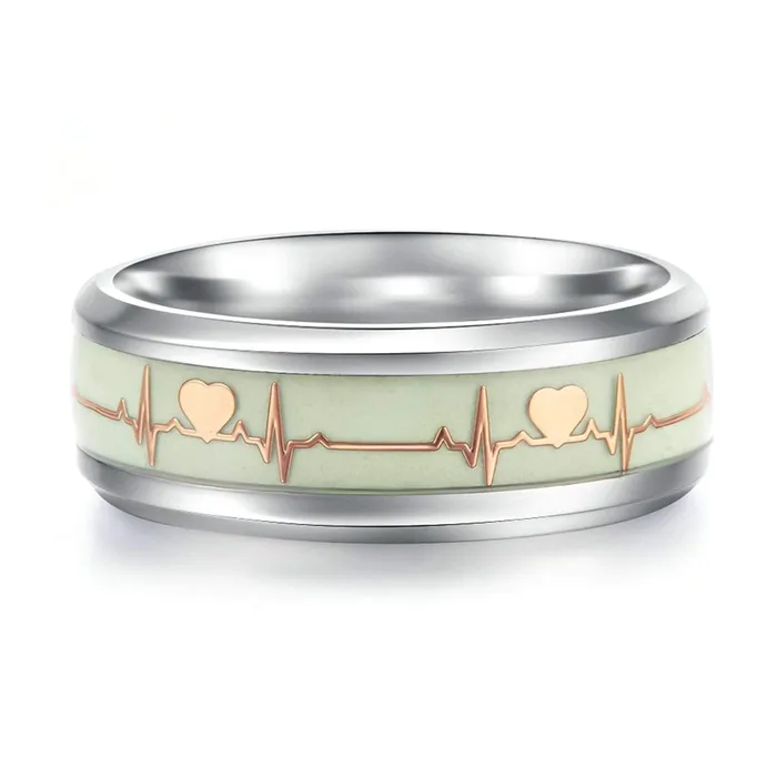 Yellow Chimes Rings for Women and Girls Silver ECG Heartbeat Titanium Rings Silver Toned Stainless Steel Finger Rings Birthday Gift for Girls and Women Anniversary Gift for Wife Yellow Chimes Earrings