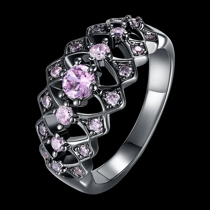 Yellow Chimes Rings for Women Black Gun Plated Purple Crystal Rings for Women and GirlsSize US 8 Yellow Chimes Rings