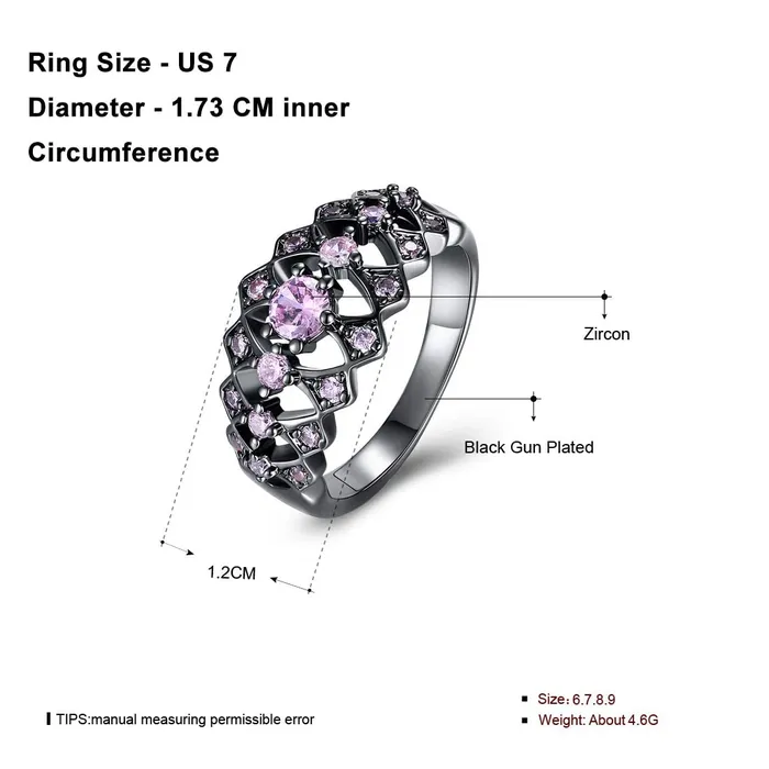 Yellow Chimes Rings for Women Black Gun Plated Purple Crystal Rings for Women and GirlsSize US 8 Yellow Chimes Rings