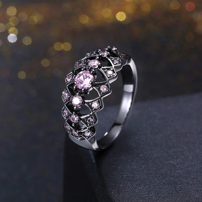 Yellow Chimes Rings for Women Black Gun Plated Purple Crystal Rings for Women and GirlsSize US 8 Yellow Chimes Rings